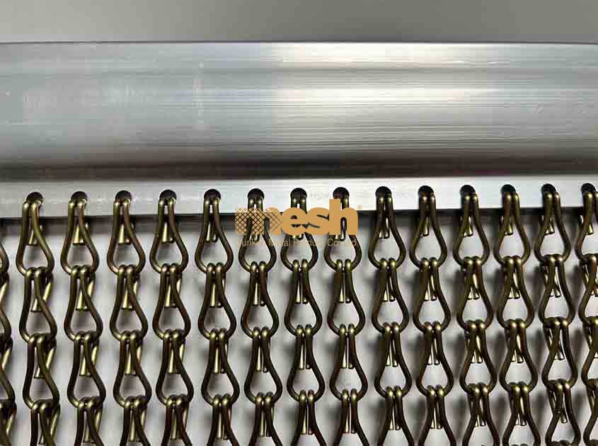 Explore the different metal finishes in chain link curtain designs